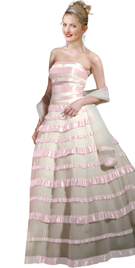 Satin Laced Organza Ball Gown