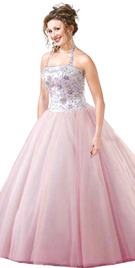 Gorgeous Halter Strap Beaded Ball Gown