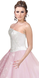 Strapless Embroidered Satin Ball Gown