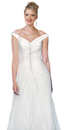 Satin Secial Occasion Wedding Gown With Off Shoulder 