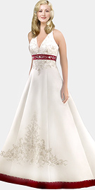 V-shaped Halter Satin Bridal Gown