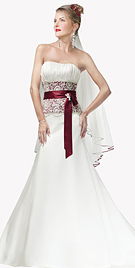 One-Piece, Strapless, Slim A-line Gown With Lace-up Over Inner Lace-up Closure.