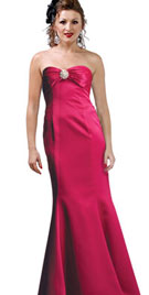 Brooch Accented Bridesmaid Dress 