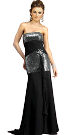 Buy Online Shiny Strapless Designer Gown