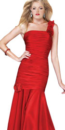 Ruched Mermaid Cut Valentines Gown 