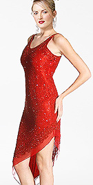 Beaded Sequined Red Evening Dress