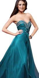 Fantastic Jewel Decked Strapless Evening Gown