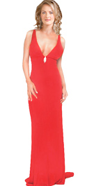 Jersey V Neck Crystal Accent evening Gown