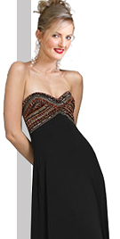 Strapless Beaded black Jersey evening Gown