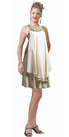 Gold Tone Beaded Short Dress
