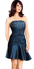 New Strapless Beaded Bodice Cocktail A-Line Dress 