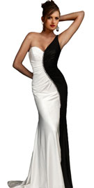 Black White One Shoulder Gown