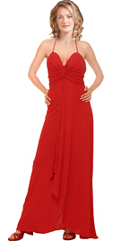 Halter Spaghetti Twisted hot red Prom Gown