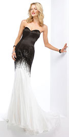Fringed Strapless Prom Gown | Designer Prom Dresses
